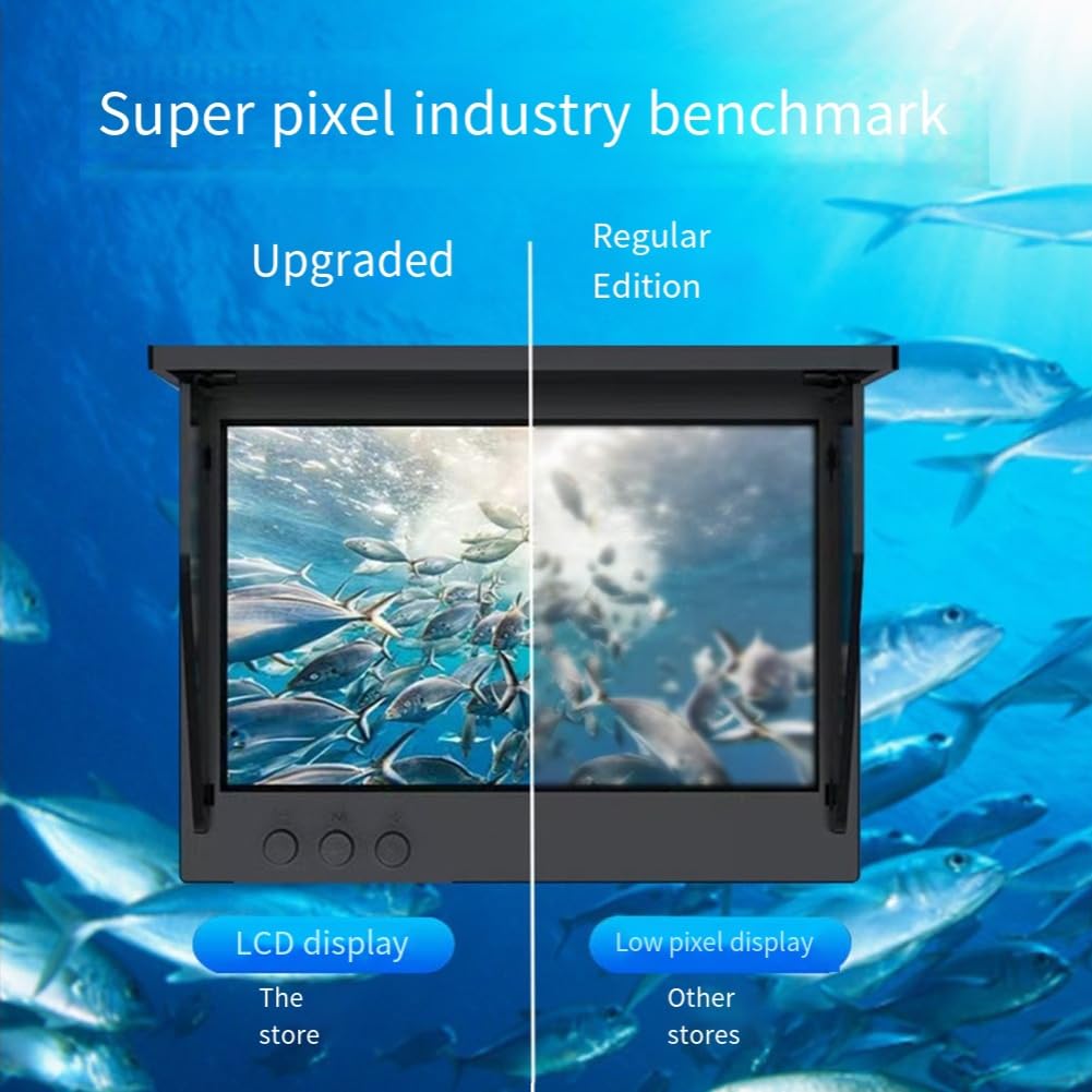 Fishfinder - Telecamera subacquea da pesca, grandangolare a 220°, visione notturna a infrarossi, impermeabile, con display da 4,3", per pesca su ghiaccio/lago/barca (50 m)