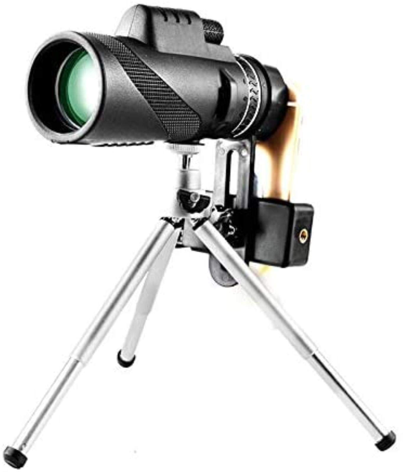 Binoculares portátiles monoculares Alta Potencia 40x60 HD telescopio monocular óptico día/Noche + Clip para teléfono + trípode Zoom Lente óptica HD para Exteriores