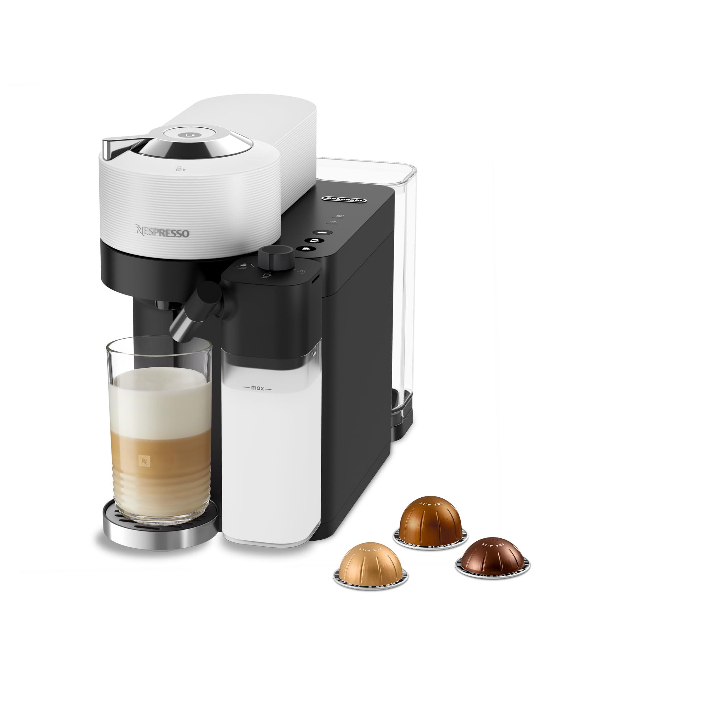 macchine nespresso Vertuo Lattissima ENV300.W, Macchina Caffè a Capsule con Tecnologia Centrifusion, 5 Dimensioni di Caffè e 3 Ricette Latte, Connessa Via Bluetooth e Wi-Fi, APP, Bianca Bianco