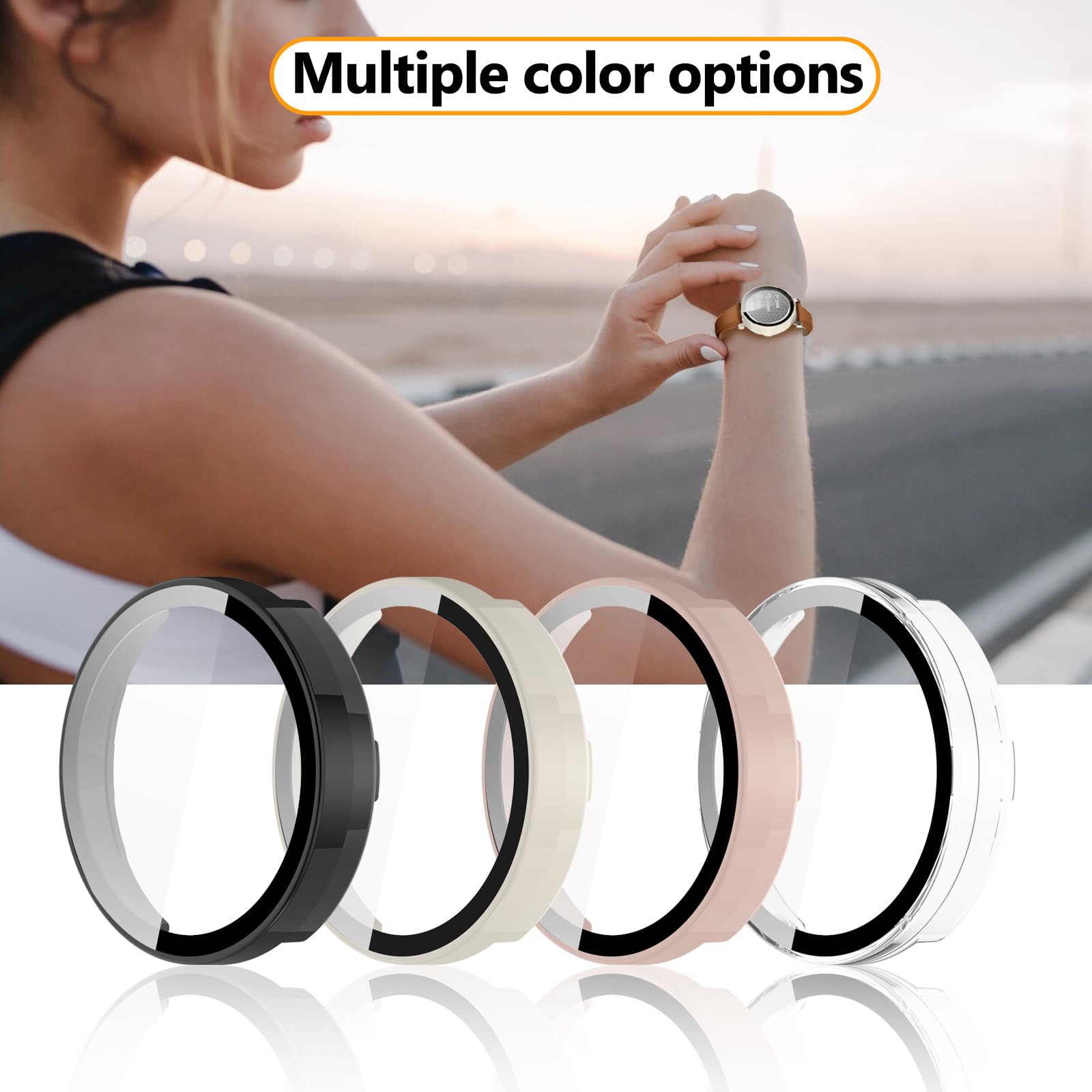 Lot de 2 coques de protection d'écran pour Garmin Lily 2, pare-chocs en polycarbonate rigide, couverture complète, accessoires de protection intégrés en verre trempé