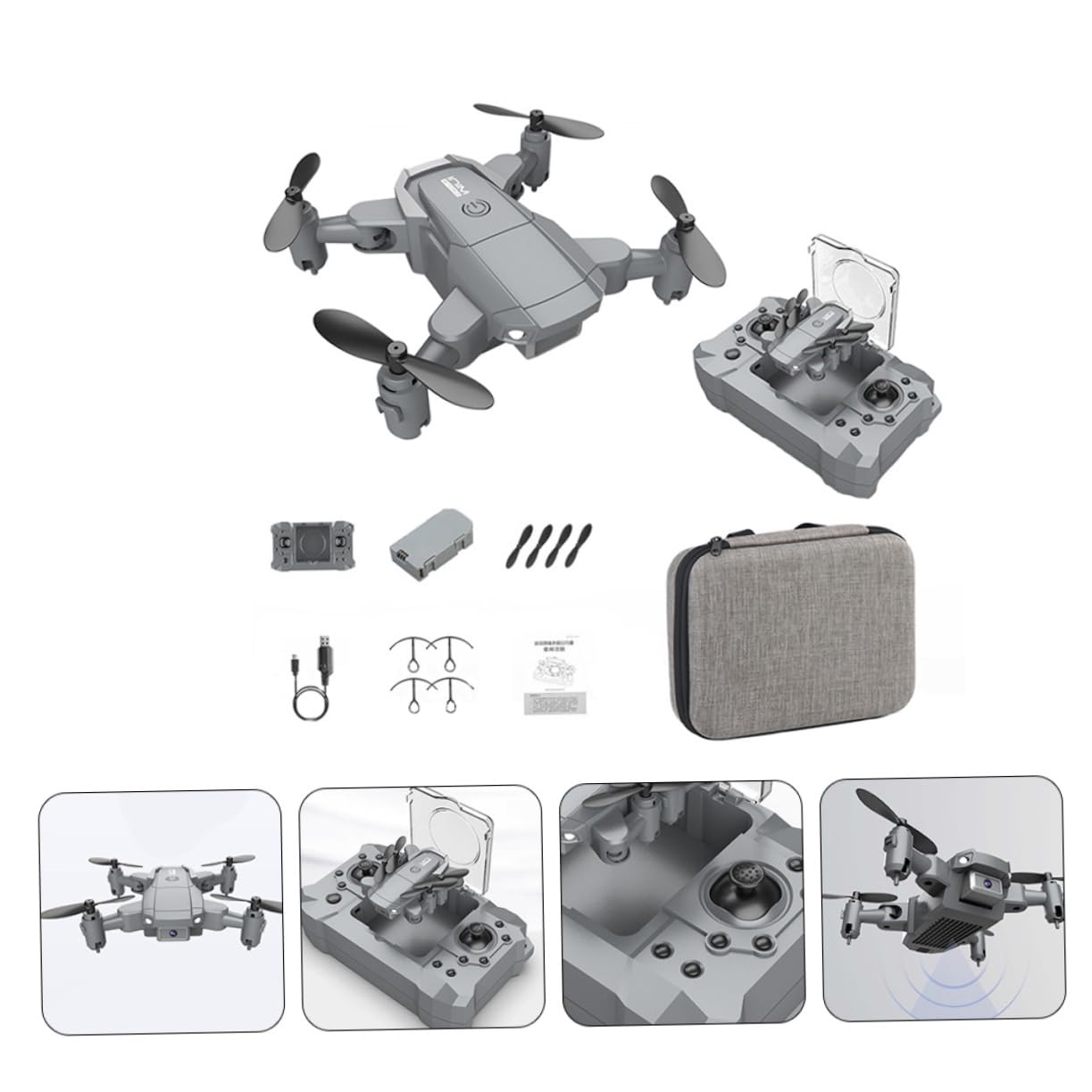 Mini Drone Pieghevole Doppia Camera 4K/1080P, 6 Assi | 2, 4g 4CH, Batteria Lipo 500mAh Inclusa, Ritorno un Tasto, Angolo Lente Regolabile per Selfie e Riprese Aeree