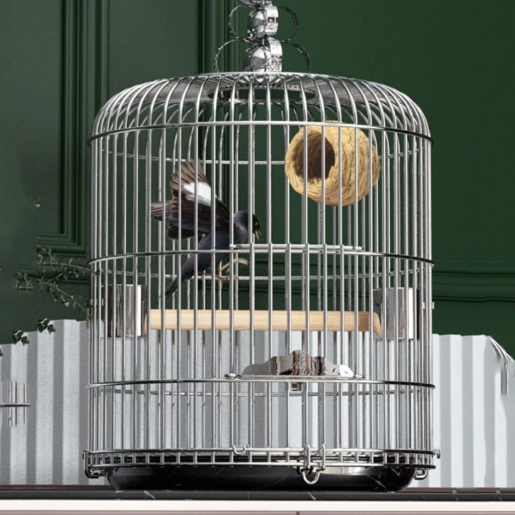 Jaula para pájaros, Jaula para pájaros, jaulas para pájaros Jaula para Mascotas Redonda de Acero Inoxidable para pájaros, transportín Colgante (30 cm/11,8 Pulgadas)
