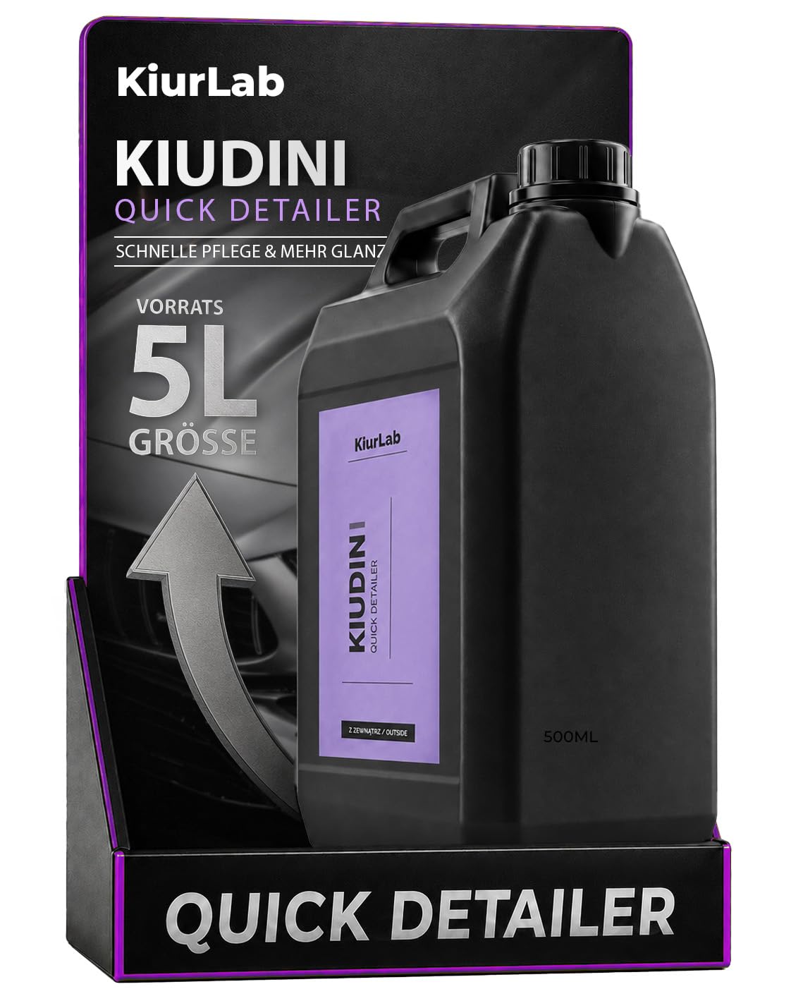 Kiudini Quick Detailer (5L) mit Tiefenglanz & Abperleffekt, Auto Sprühversiegelung zur Lackpflege aussen, Lackreiniger für alle Lackarten, Versiegelungsspray & Abperlschutz
