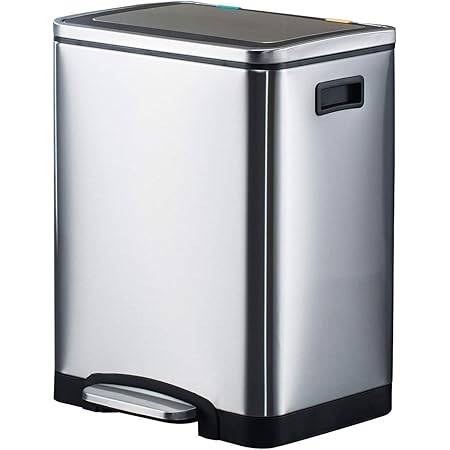 Amazon Smartbin 分別ゴミ箱 二個組 30l 30リットル ステンレス製 15l 2個 フタ付き ダストボックス キッチンゴミ箱 分類 ゴミ箱 分別ゴミ ペタル式 静音ソフトフタ ダストカン ダストボックス リサイクルカン シルバー フタ付きゴミ箱 オンライン通販