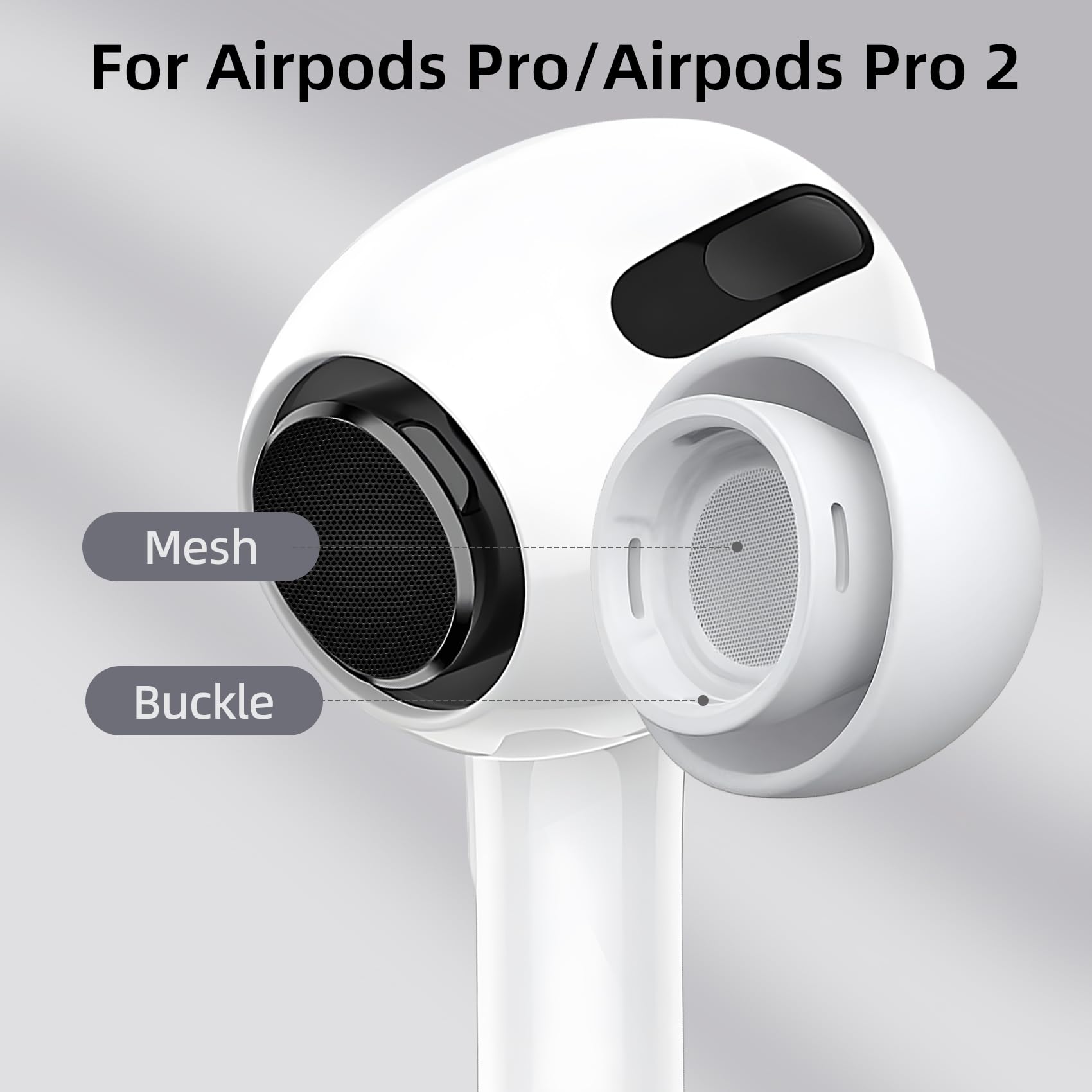 BillyBath 4 pary zamiennych zatyczek do uszu do Airpods Pro/Airpods Pro 2, z otworem do redukcji hałasu, antypoślizgowe, miękkie silikonowe wkładki Airpods (różne rozmiary, XS/S/M/L)