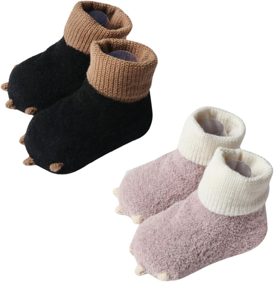 Healifty Thickened Winter Socks Non Slip Stockings for Boy Girl Sole Warm Mid Calf Soft Footwear for Newborn Boys and Comfortable and Cold Weather Protection