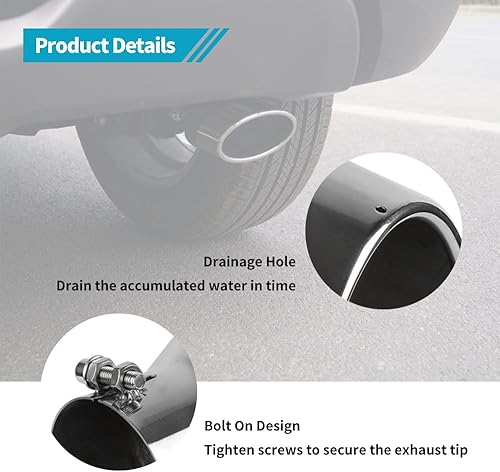 Miniatura 6 de AUTOSAVER88 Puntas de escape de entrada de 4 pulgadas, entrada de 4 pulgadas, salida de 8 pulgadas, 15 pulgadas de longitud total, punta de escape