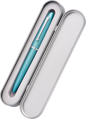 Vista 5 de Asvine Hongdian 620 Pluma estilográfica de metal azul punta extra fina pluma clásica pluma oficina escritura con caja de metal