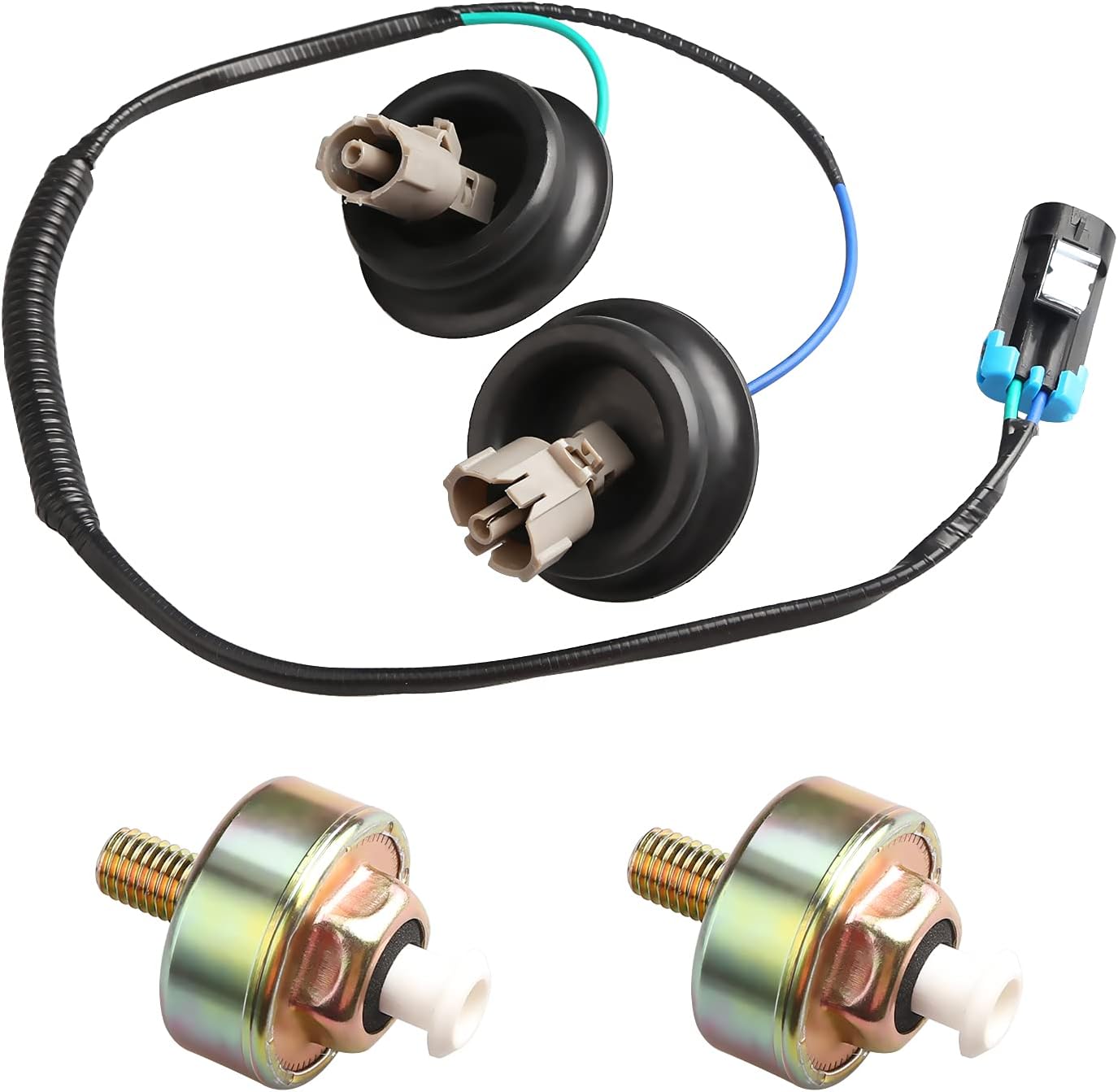 WMPHE Compatible with 2 PCS Knock Sensor with Wiring Harness Kit Chevy Silverado 1500 Sierra 1500HD 2500HD 3500 1999 2000 2001 2002 2003 2004 2005 2006, Suburban 1500 2000-2005, OEM 12601822, 12589867