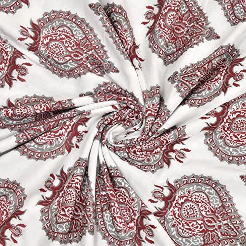 Image of BLOCKS OF INDIA 100% Cotton Dohar King Size Reversible Hand Block Printed Malmal Summer Dohar /Blanket (Color 2)