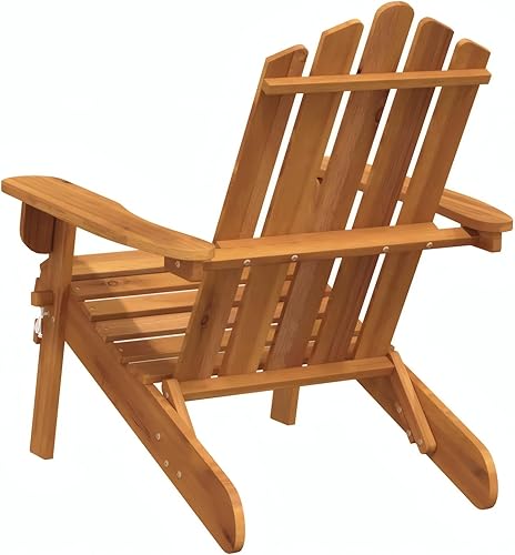 Miniatura 6 de Penau Adirondack Outdoor Chair, Solid Acacia Wood Foldable Patio Seat, Oiled Finish for Outdoor Use, Brown Standard, 33.1 x 29.5 x 35.4 Inchs, 18.96