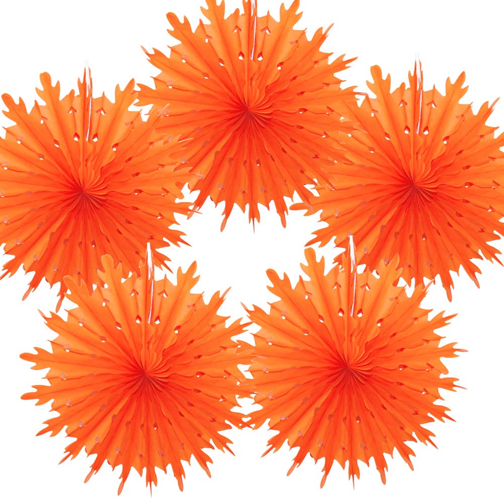 Time to Sparkle 12"(30cm)-5pcs Hanging Fans Tissue Paper Fan Paper Flowers Baby Shower Birthday Wedding Snowflake Christmas | Fan-burnt Orange |