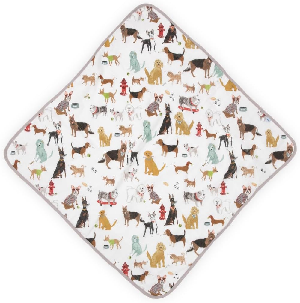 Little Unicorn Premium Infant Hooded Bath Towel| Soft & Absorbent Cotton & Terry Fabric for Newborns (Woof)