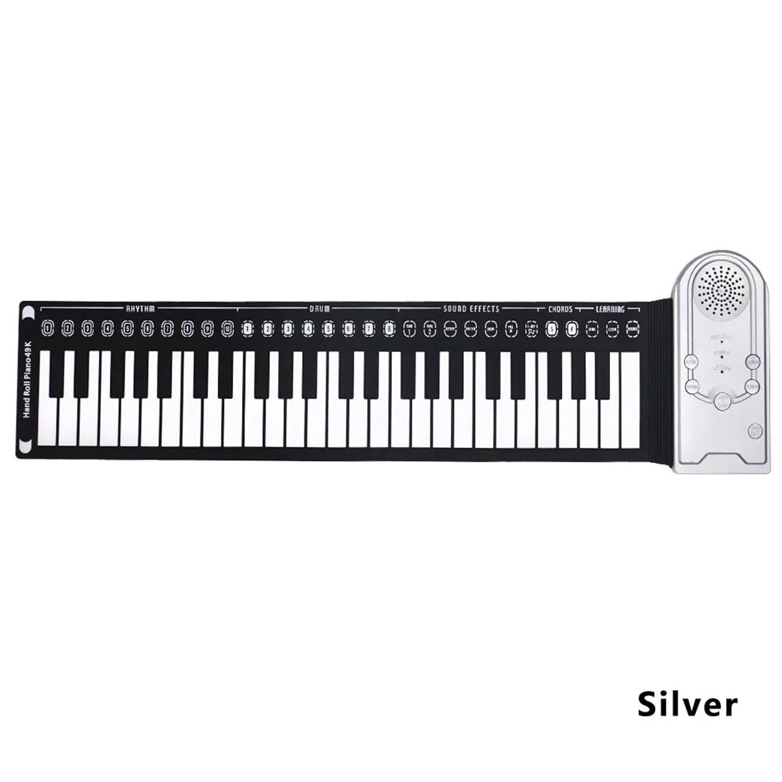 Pianino Elektroniczne Profesjonalna Składana 49 Klawiszowa Klawiatura Pianina Elektronicznego Dla Początkujących I Dorosłych(Silver)
