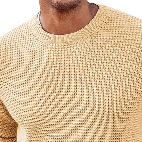 Pull décontracté homme tricot gaufré col rond coupe ample et extensible - 5