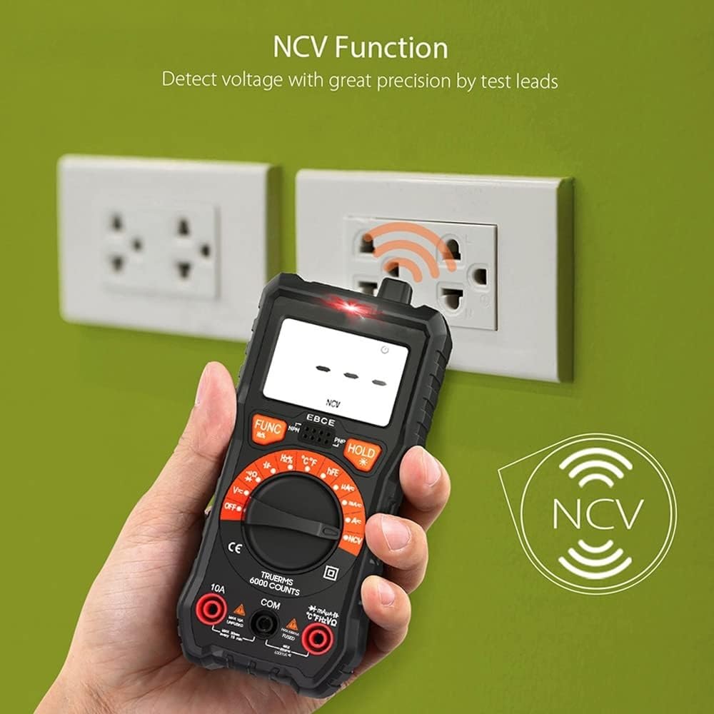Cuenta Multímetro digital True RMS Rango automático multifuncional Voltaje sin contacto Multímetro DMM Voltímetro Ohmímetro Medición de voltaje CA/CC Corriente Resistencia Capacitancia Frecuencia