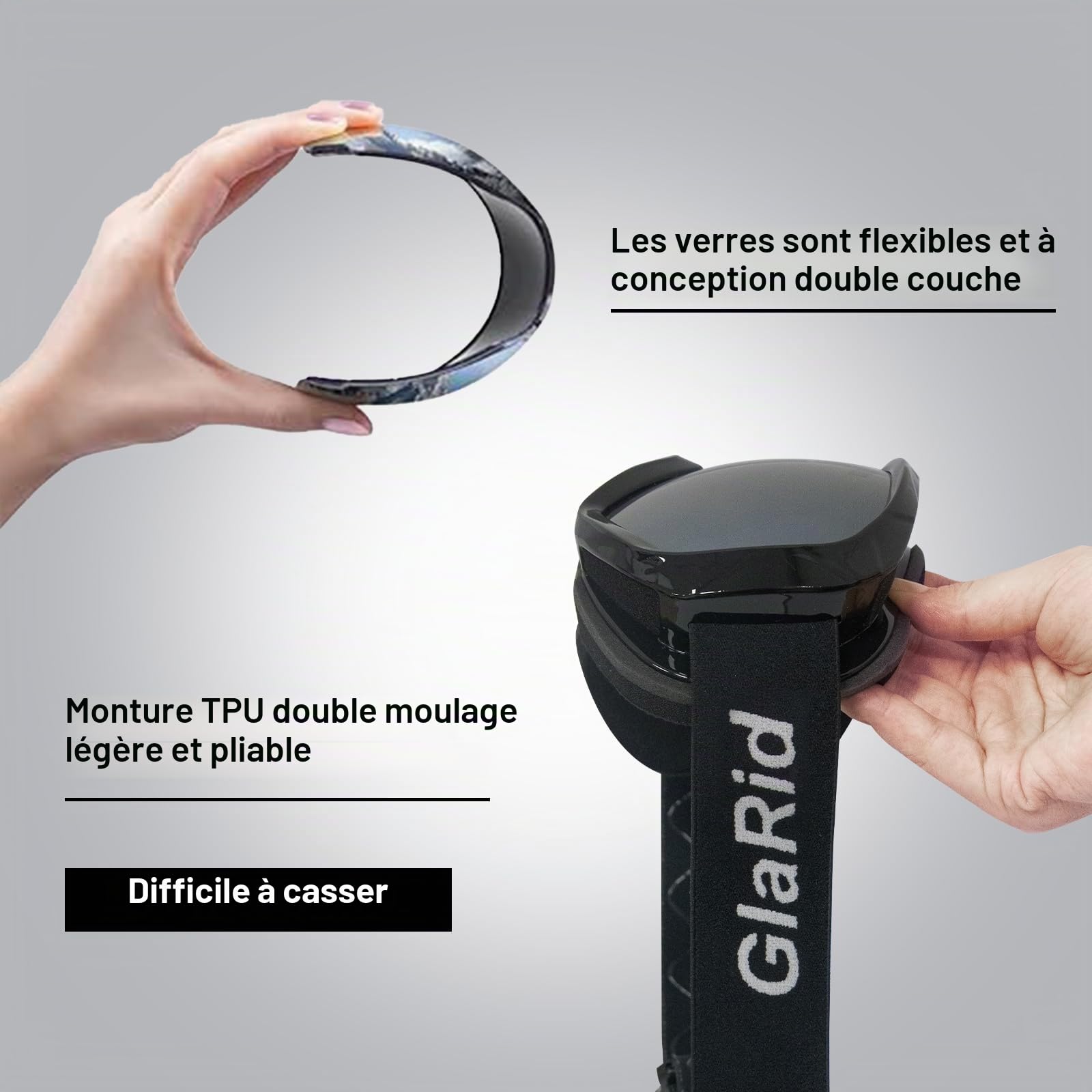 Masque de ski pour hommes, femmes et adolescents, anti-buée, masque de ski d'hiver avec étui à lunettes portable
