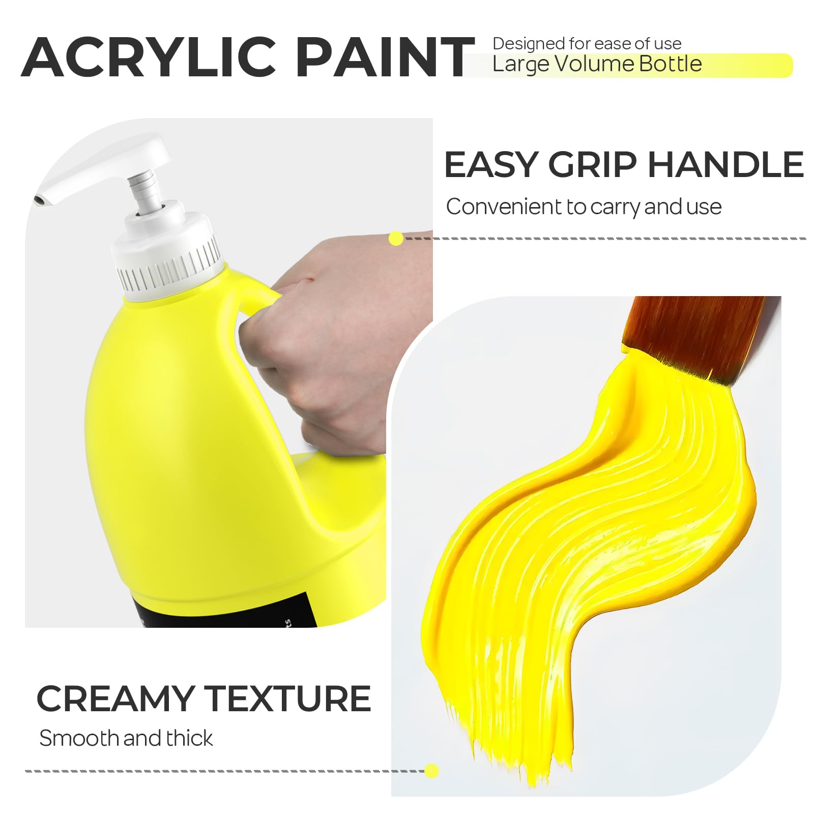 Nicpro Grande peinture acrylique jaune de 200 ml