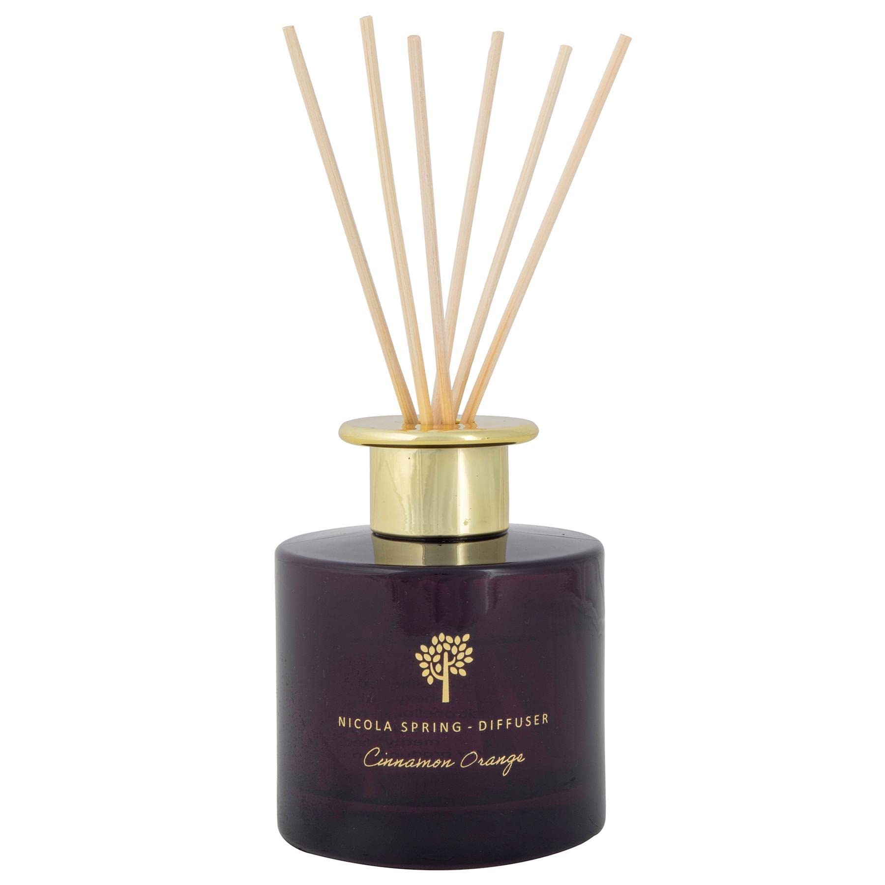 Nicola Spring Cinnamon & Orange Scented Reed Diffuser - 200ml - Aromatherapy 6 Sticks Air Freshener Home Fragrance Diffuser Fragrant Gift Set for Kitchen, Bathroom, Home