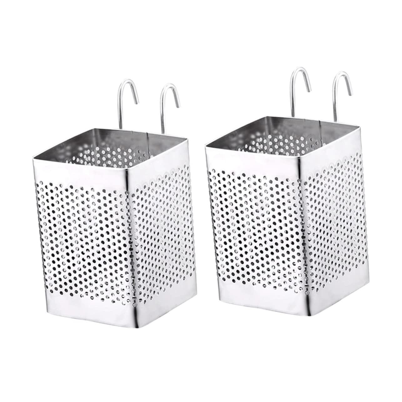 ULTECHNOVO 2pcs Stainless Steel Chopsticks Holder with Drain Multifunctional Storage Container for Home Kitchen Utensil Stand Rustproof Design for Easy Cleaning and Tidy Organization