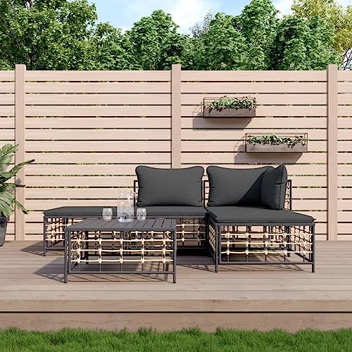 Homgoday Juego de muebles de jardín con cojines (5 piezas)