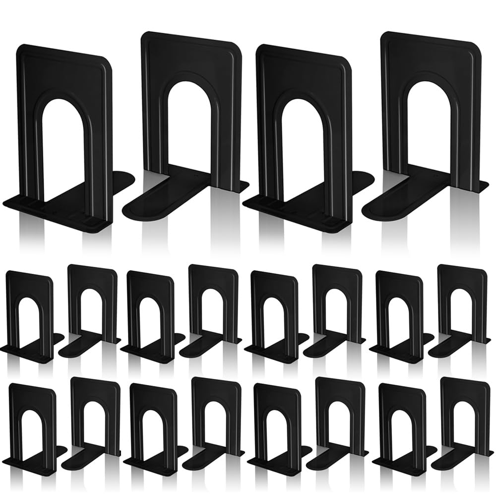 Buchstützen, Metall-Buchstützen, robust, Schwarz, 10 Paar