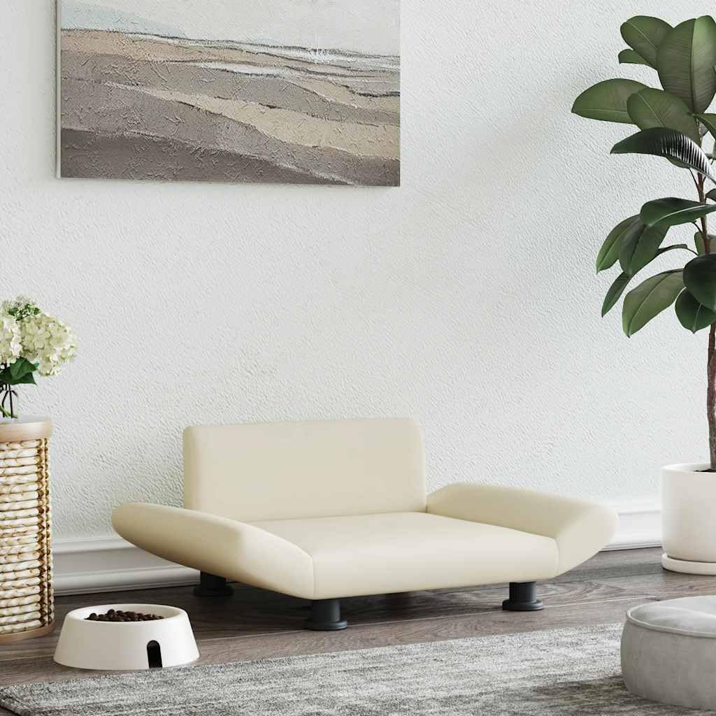 Cuccia per cani in ecopelle color crema, 70 x 45 x 28 cm, con morbida schiuma, ortopedico, rivestimento antiscivolo, per cuccioli e anziani, comodo, ideale per dormire, soggiorno e viaggi