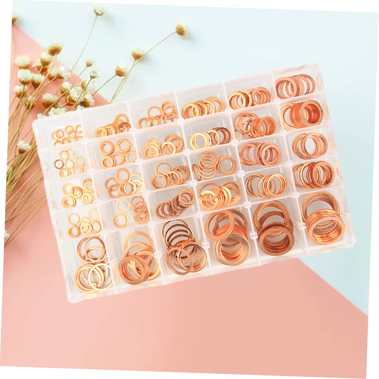Rondelles Plates D’étanchéité en Cuivre 300 Pièces, Boîte Assortie