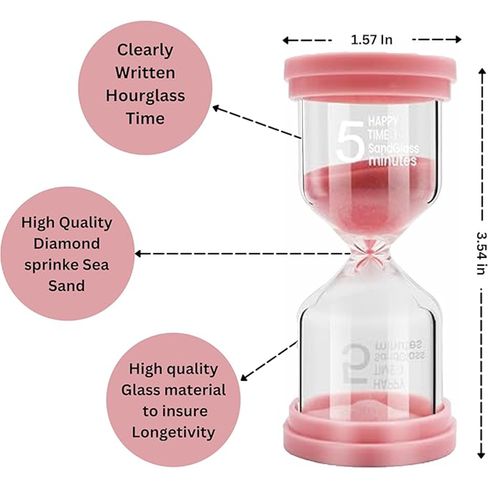 Set Timer A Clessidra Per Bambini 3 E 5 Minuti - Blu E Rosa, Orologio Visivo In Vetro Per Spazzolino E Giochi