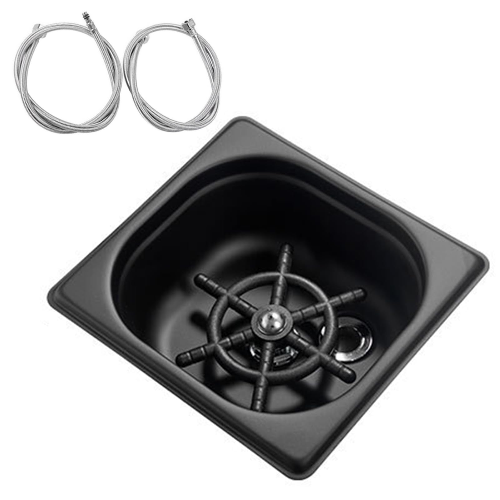 Stainless Steel Glass Rinser Automatic Cup Washer for Sink No Power Required Water Saving Bottle Washer Kitchen Sink Accessories Silver 24.7oz (Black)