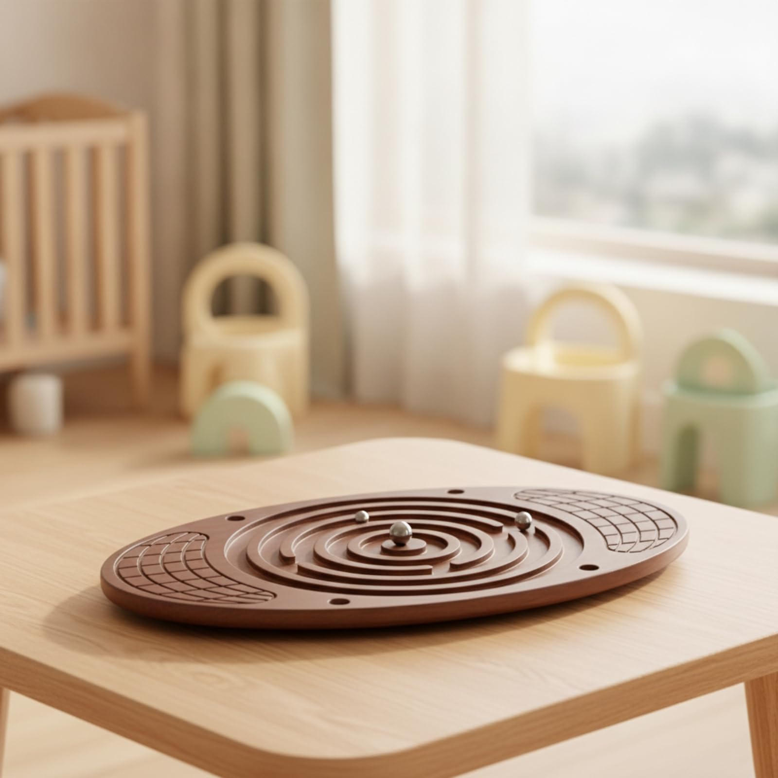 Tavola a per Equilibrio | Stabile, Pedana di Equilibrio Ovale in Legno, per Gioco Attivo, Bambini