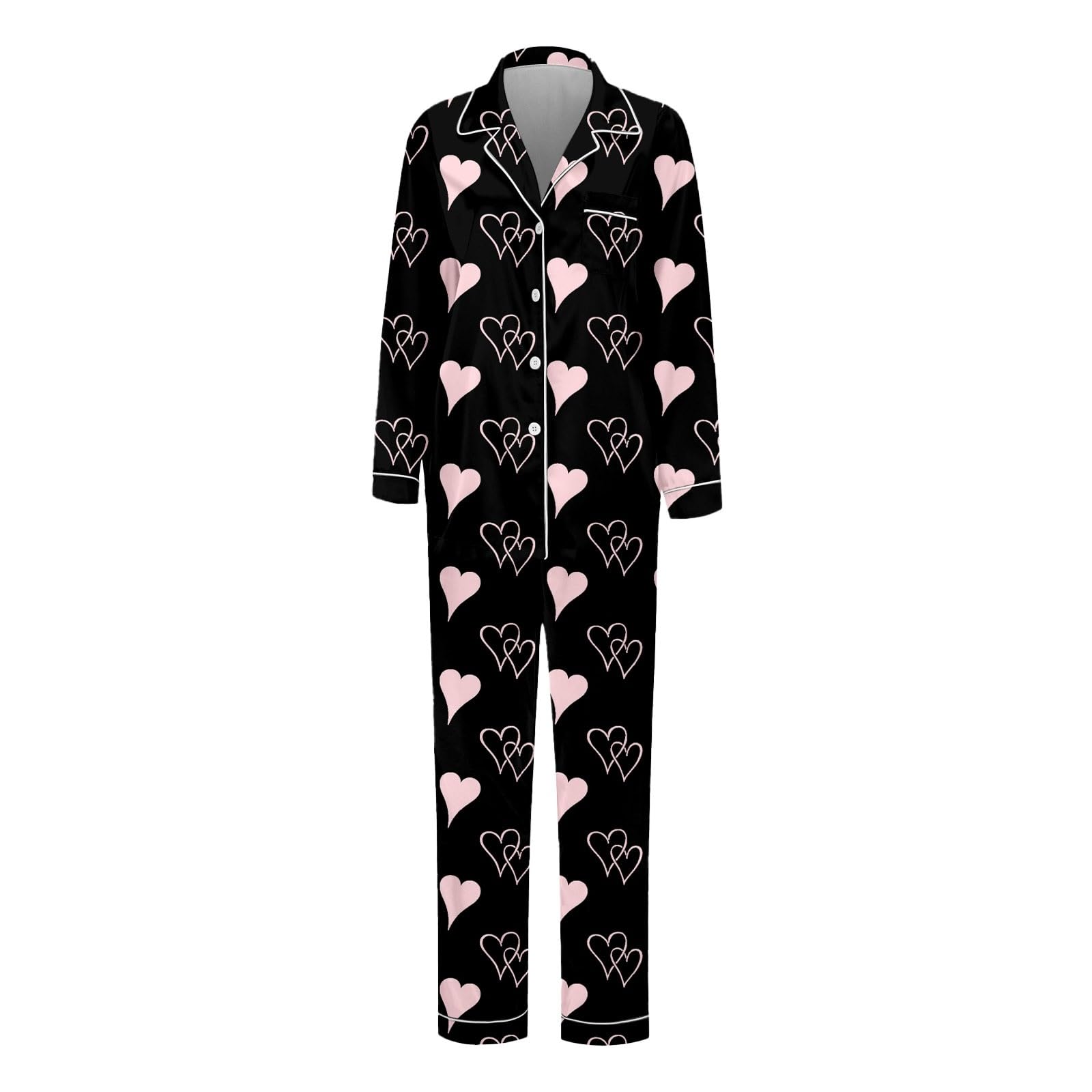 Weiches und kuscheliges Pyjama-Langarmshirt mit bequemer Hose – lässige Schlafbekleidung für die Nacht