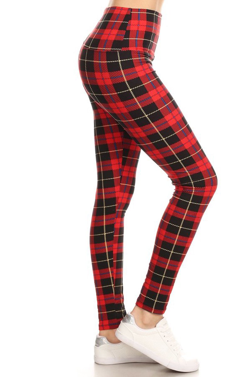 Leggings DepotHigh Waisted Plaid & Wild Print Leggings for Women - Plaid, Leopard, Snake Skin, Polka dot