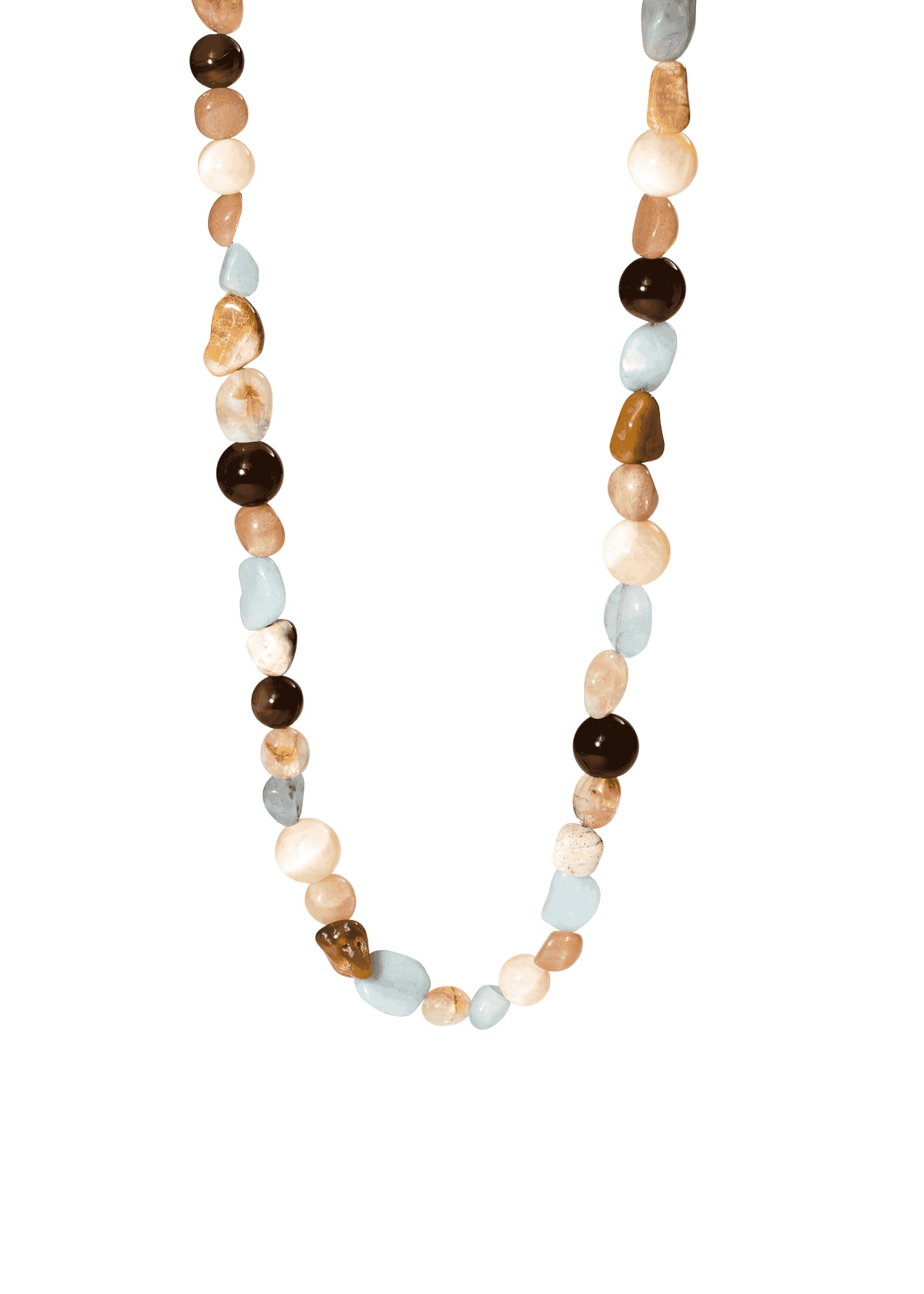 Purelei® Sunrise – Collar de piedras preciosas con aguamarina, citrino, amazonita y piedra solar, acero inoxidable chapado en oro de 18 quilates, collar para mujer de 40 – 45 cm – Joyas coloridas con