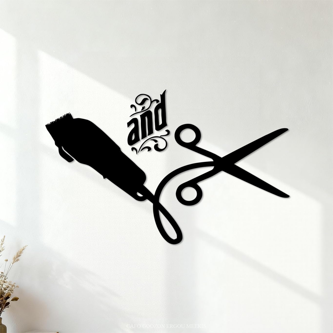 Hair Salon Hairstylist Hairdressing Tools Scissors Barber Shop Beauty Salon Barber Shop Logo Wall Decals 64x100.9cm Can Modify and add Information Black