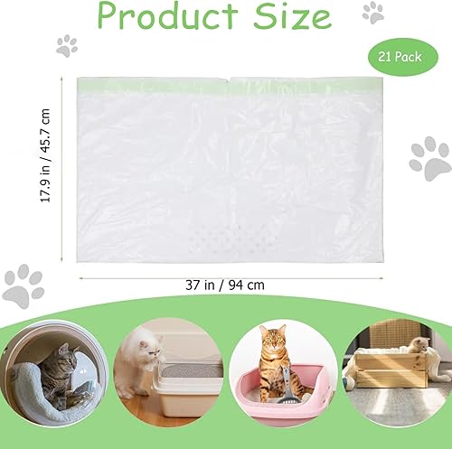 Miniatura 5 de Bolsas de arena para gatos con agujeros, 21 unidades con cordón grande, bolsas de arena para gatos, bolsas de basura para gatos (37 x 18 pulgadas)