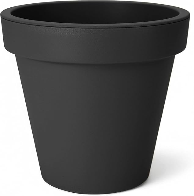 Spetebo Spetebo Kunststoff Pflanzkübel M rund Ø 38 cm - anthrazit - Blumenkübel groß für Außen und Innen - Garten Pflanztopf Blumentopf Pflanzgefäß Übertopf  — Pflanzkübel
