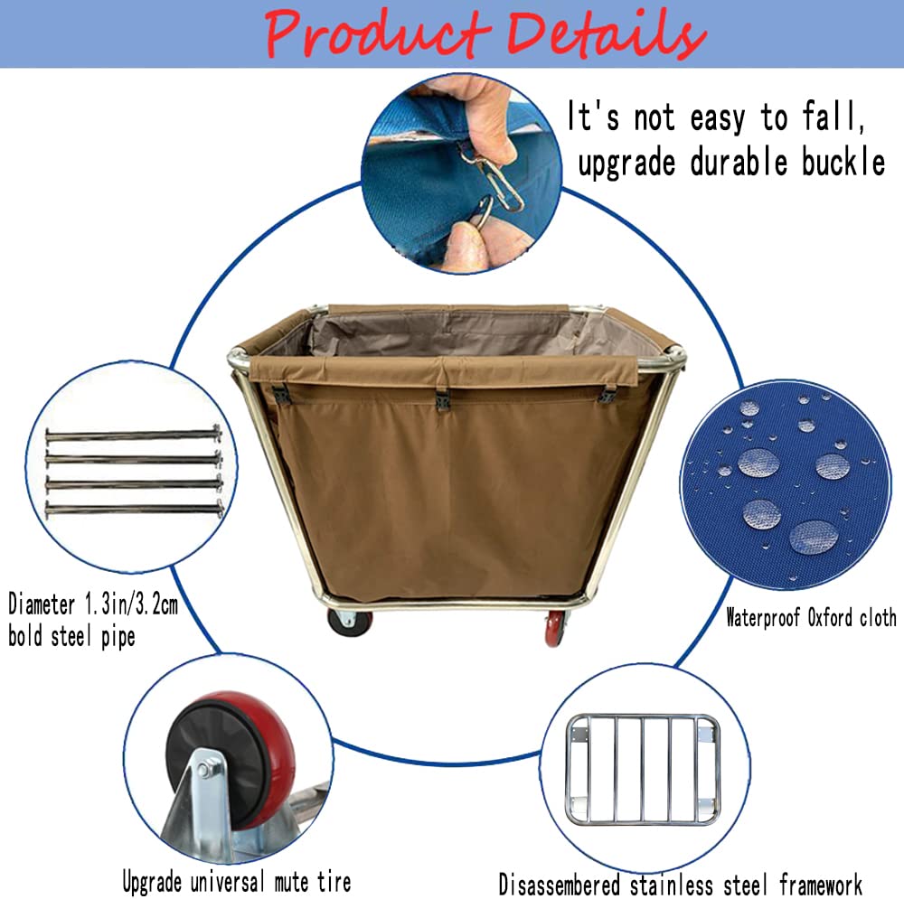 Carrello portabiancheria resistente con ruote, cesto commerciale per vestiti e asciugamani sporchi, borsa rimovibile, durevole, versatile, ideale per uso domestico e aziendale