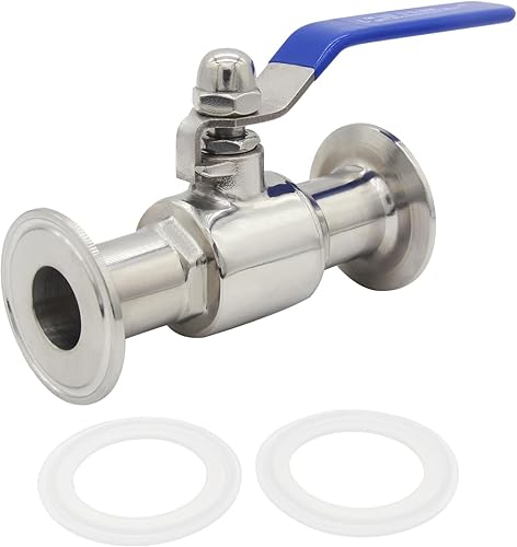 Fitvell Válvula sanitaria de acero inoxidable 1,5" Tri abrazadera válvula de bola 1" tubo OD PTFE alineado Home Brew