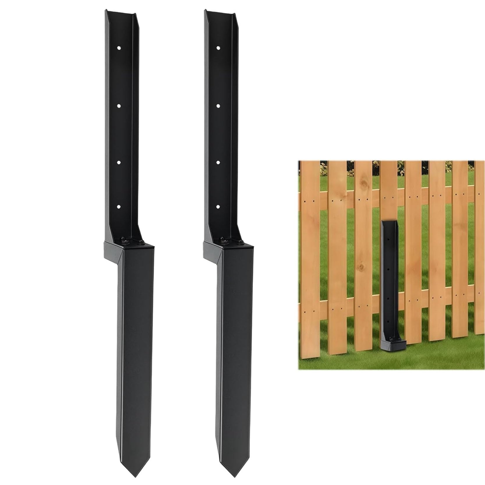 LQSYBHD Heavy Duty Fence Post Repair Stakes Spikes for Fence Tops Metal Fence Posts Post Spikes for Fence Post Spikes Repairing Damaged Reinforcement Fence Gate Posts(Size:2pcs)