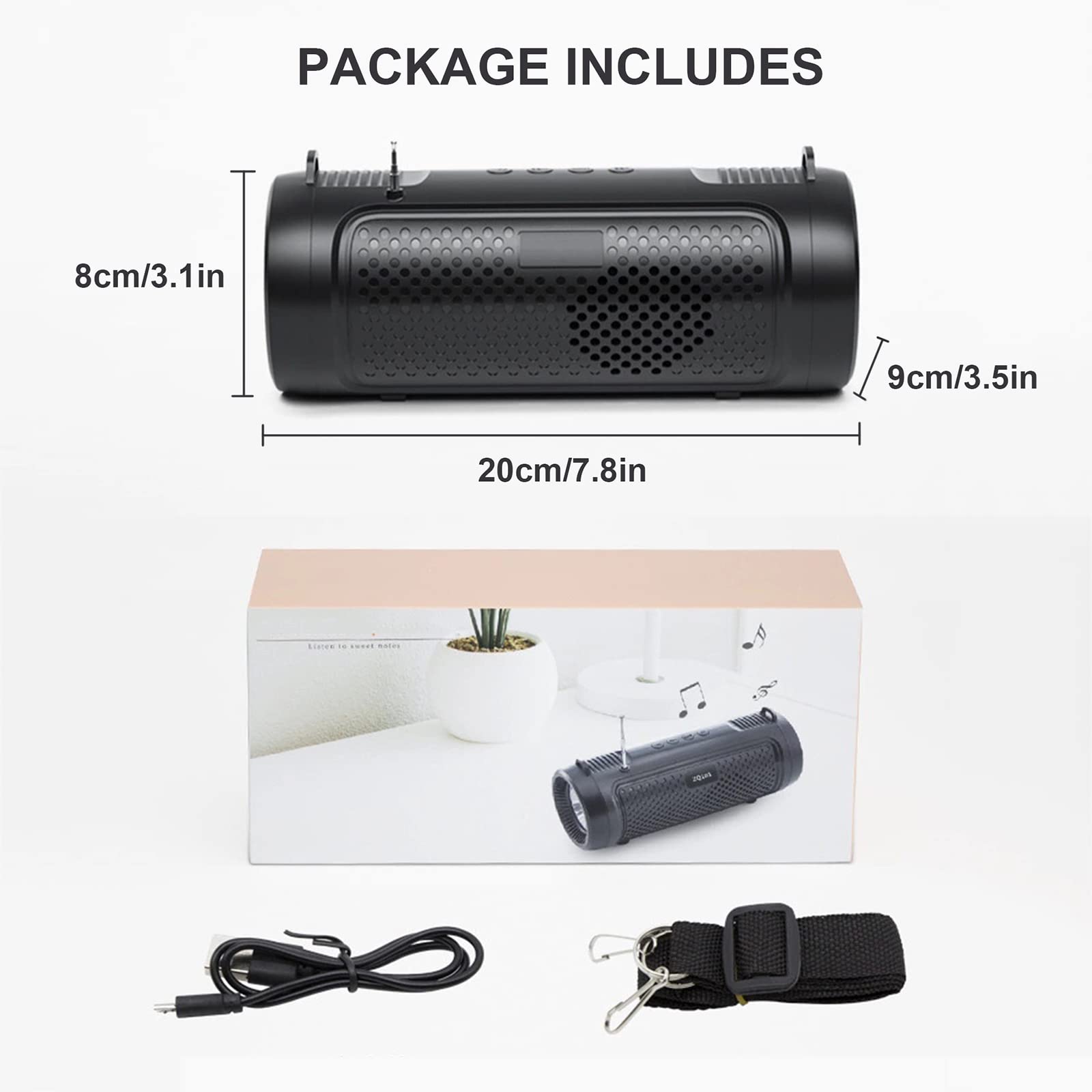 Nouveau Haut-Parleur Bluetooth sans Fil extérieur, USB Portable, TF, Radio FM pour l'équitation, avec Lampe de Poche/capacité de la Batterie 500mAh
