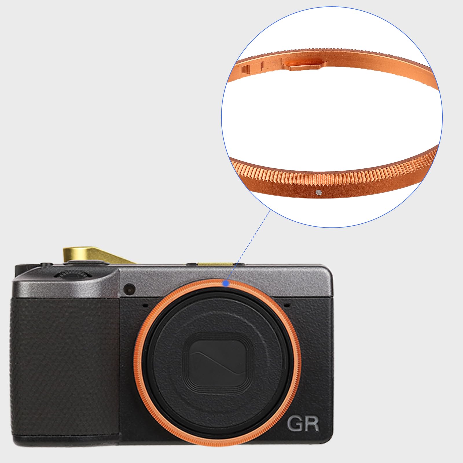 Haoge Anillo decorativo de metal para cámara RICOH GR IV sustituye a GN-3, RRC-GR4-naranja