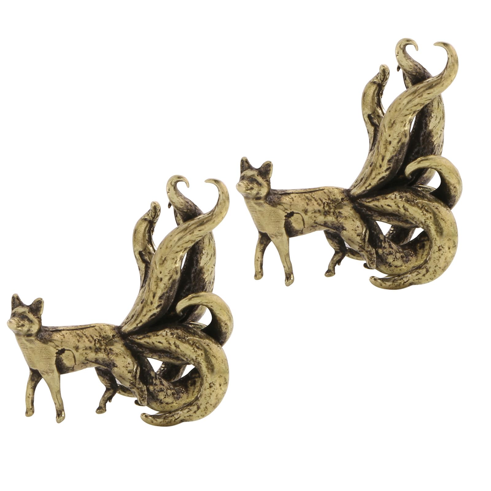 Osniyaw 2 Pieces. Brass Animal Statues, Figures, Retro Foxes, Statue, Sculptures, Table Decoration, Home Decoration, Collectibles, Foxes Sculptures