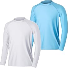 ESTAMICO 2 Pack Men Rash Guard Quick Dry Long Sleeve Swim Shirts UPF 50+ UV Sun Protection Swim Tee