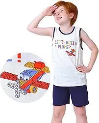 Conjunto Pijama Infantil Menino ou Menina Camiseta, Regata 100% Algodão Leve Fresquinho Verão Macio
