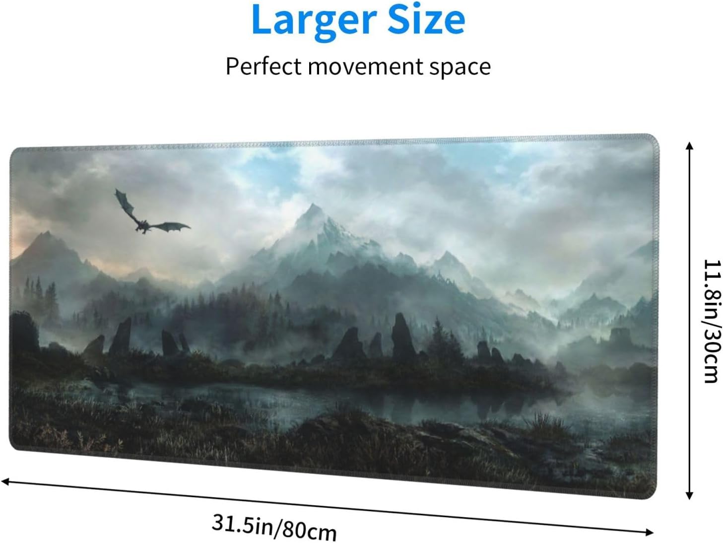 Generic Mouse Pad Non-Slip Rubber Base Mouse Pad Waterproof Desk Writing Mat for Office Home 12x31.5in, Black2