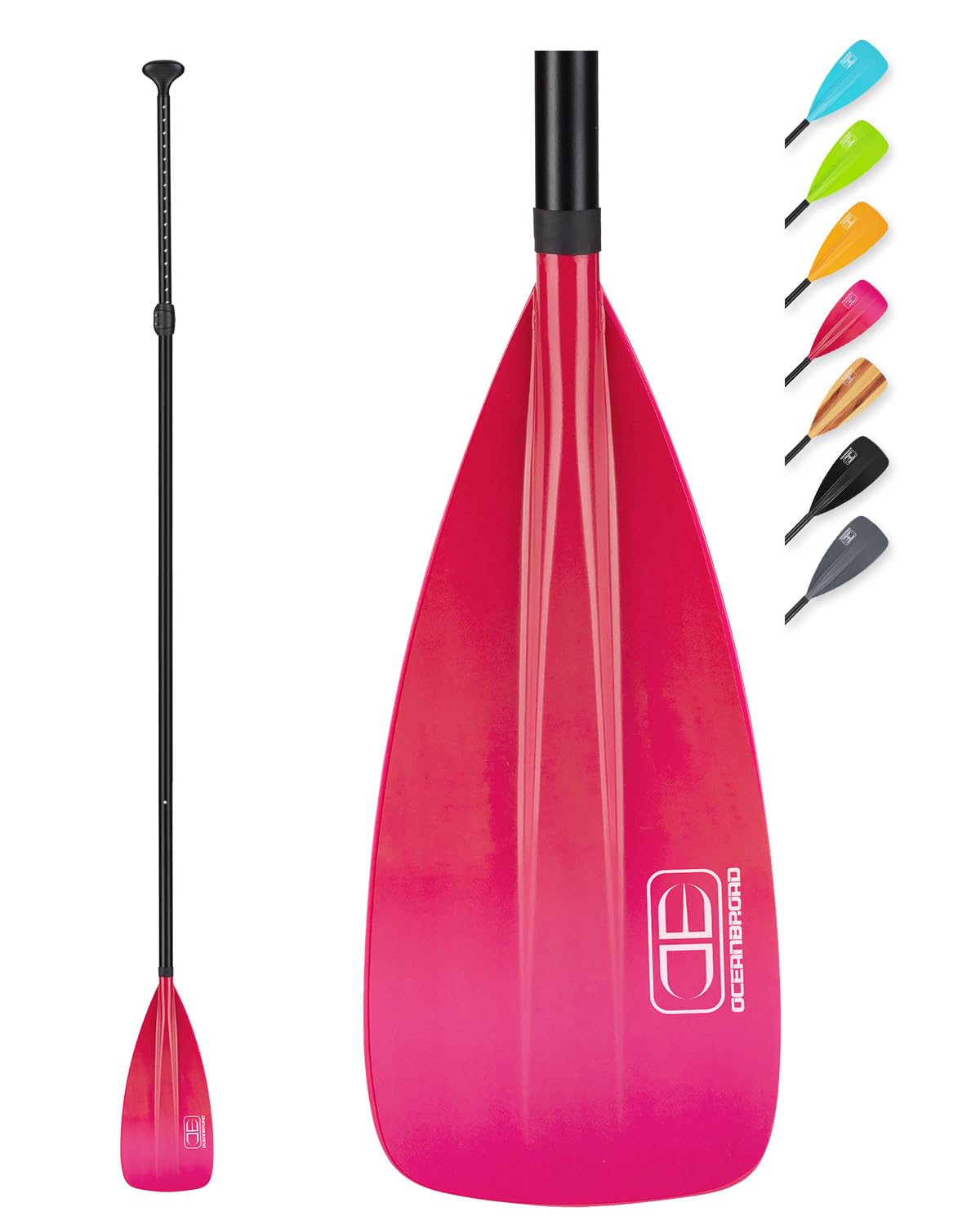 OCEANBROAD SUP Paddle - Pala de pie ajustable para kayak de paddleboard, eje de aleación de aluminio ajustable con cuchillas de nailon reforzadas