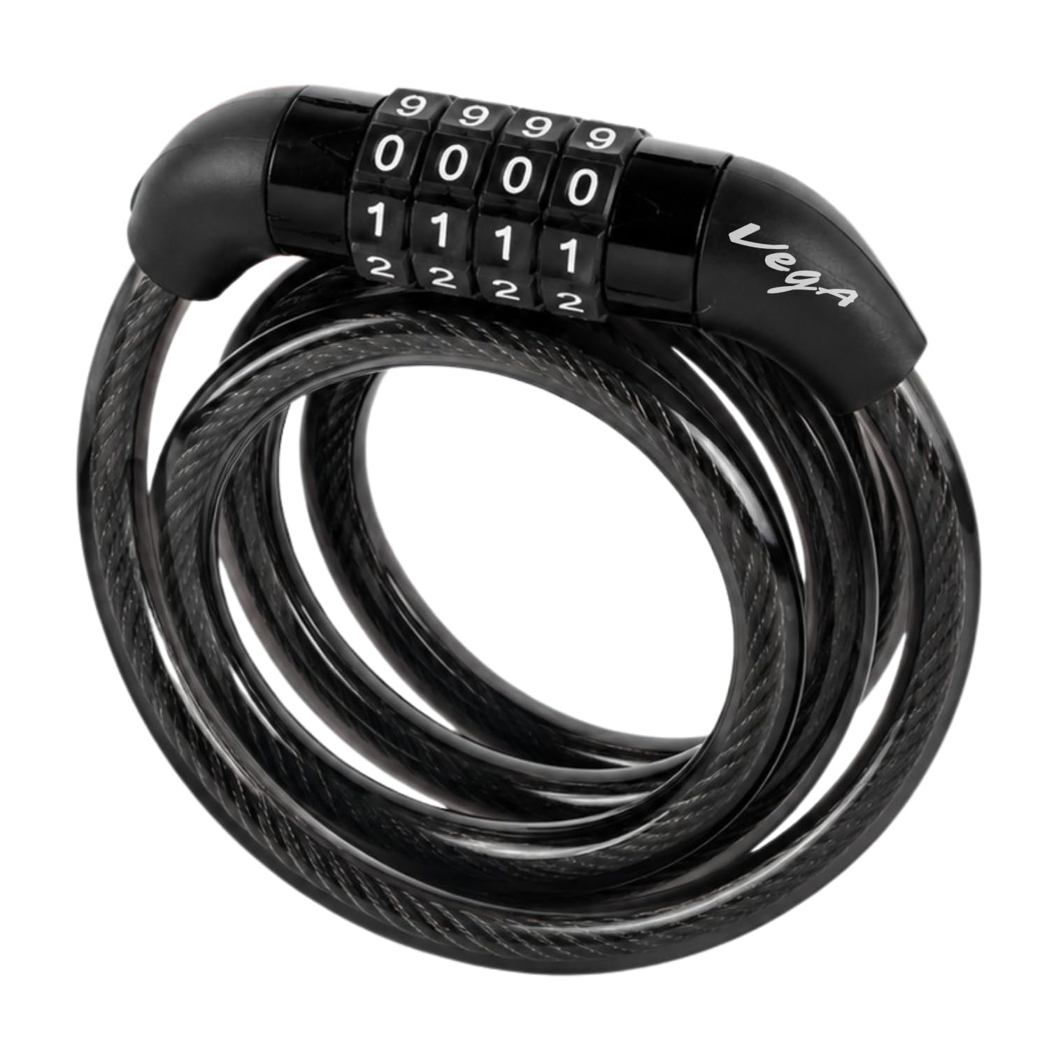 Vega Numeric Cable Lock 4-Digit Combination Cycle Locks for Bicycle Helmet Lock for Mens Bike Multipurpose Locking-Black-image-17