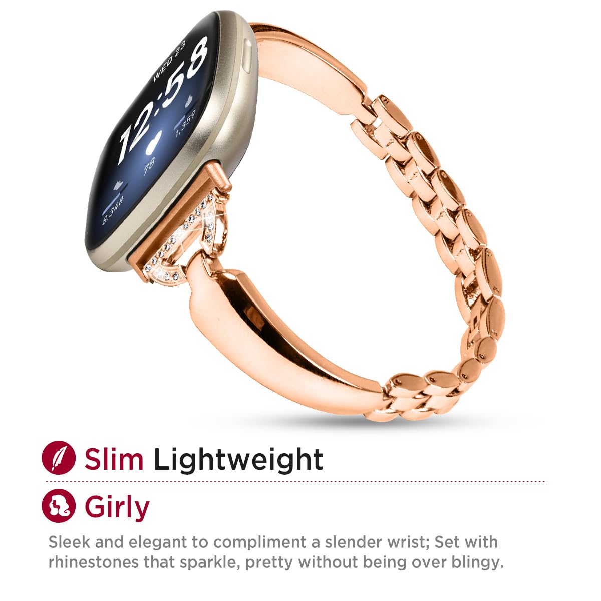 Gimuk Lederarmband Für Fitbit Versa 4/3 & Sense 2/1 – Echtes Leder, Metall-Schnalle, Größe 14–20,6 Cm