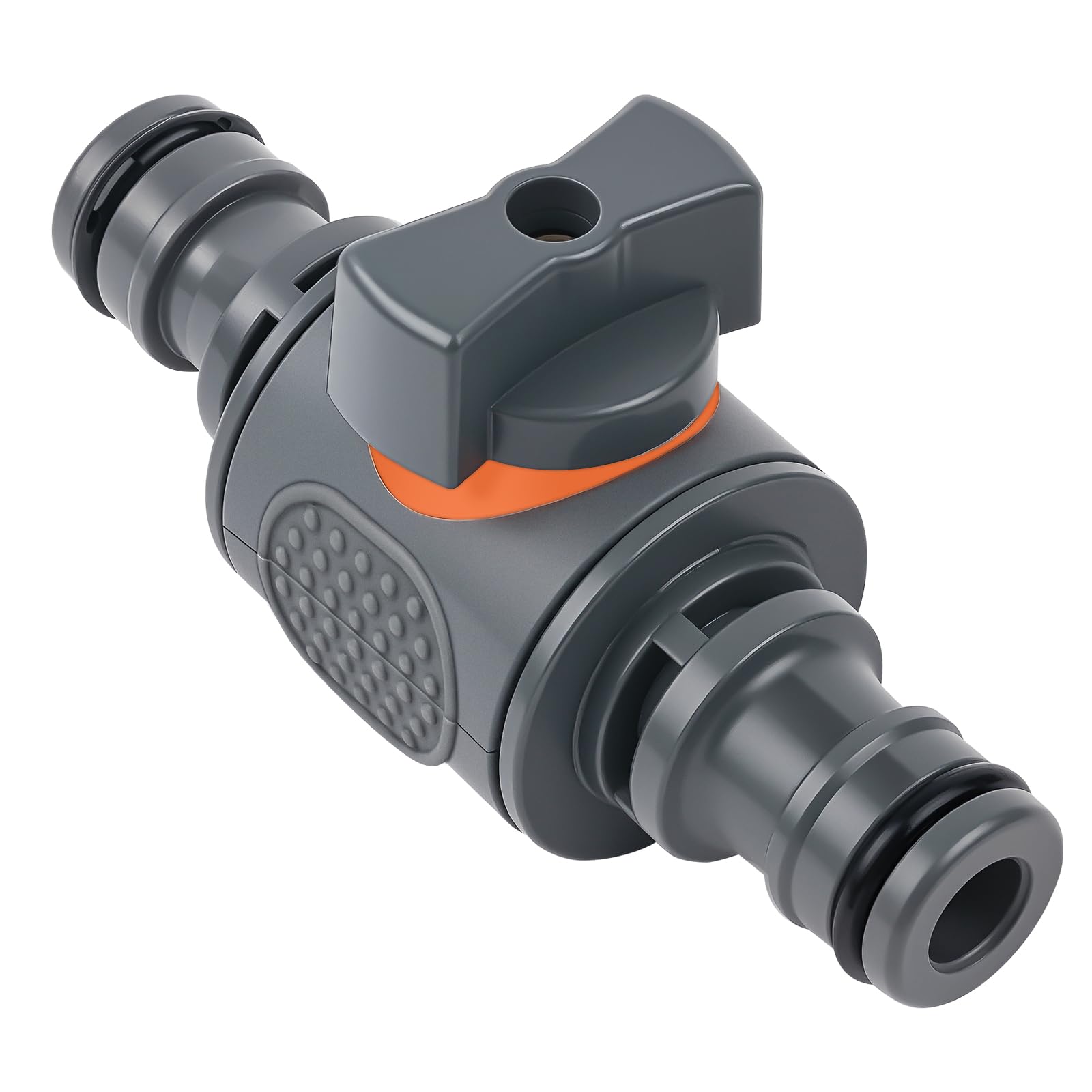 flintronic Double Male Hose Connectors, 1/2" double male Hose-End Connector with Valve, Plastic hose end connector Extender, for Join Garden Hose-Pipe Tube and Irrigation System (Gray)